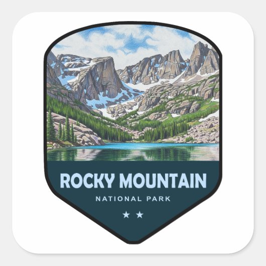 Sticker Carré Rocky Mountain National Park Shield (Devant)