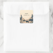 Sticker Carré Rodéo Rétro Cheval Rustique Fête de Mariage Wester (Sac)