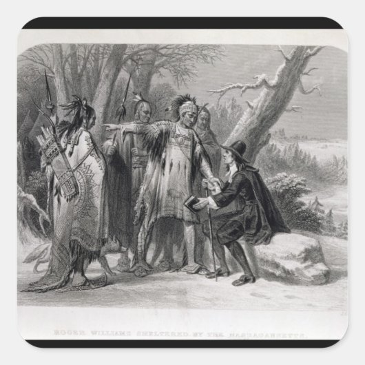 Sticker Carré Roger Williams protégé par les Narragansetts (Devant)