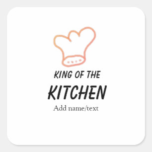 Sticker Carré Roi du chef de cuisine cuisine ajouter nom couronn