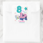 Sticker Carré Roller Skate Anniversaire Fille Retro Patinage (Sac)