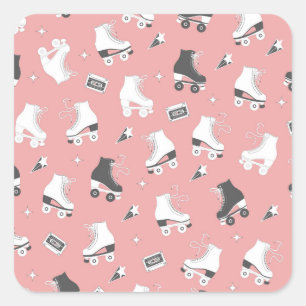 Sticker Carré Roller skates cassette motif.