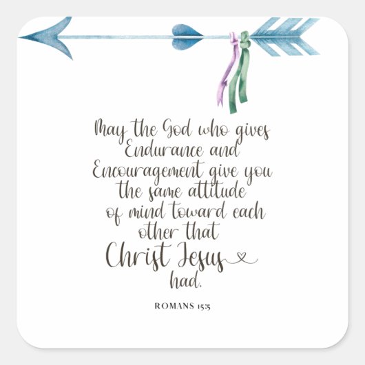 Sticker Carré Romains 15:5 Verse de la Bible (Devant)