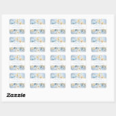 Sticker Carré Romance Blue Floral Gold Wedding Shower (Feuille)