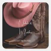 Sticker Carré Romance rustique : Bottes de Cowboy et Mariage Cas (Devant)
