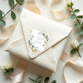 Sticker Carré Romantic Charming Flowers & Branches Frame Wedding