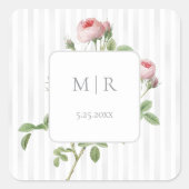 Sticker Carré Romantic Chic French Rose Botanical Wedding (Devant)