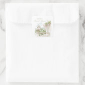 Sticker Carré Romantic French Garden Chateau Bridal Shower  (Sac)