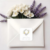 Sticker Carré Romantic Minimal Wedding Yellow & Lavender Wreath
