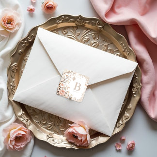 Sticker Carré Romantic Watercolor Floral Filigree Design