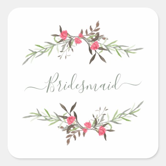 Sticker Carré Romantic Wreath in Multicolored Tones Bridesmaids (Devant)