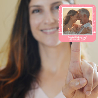 Sticker Carré Romantique Blush Pink Heart Photo
