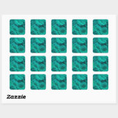 Sticker Carré Romantique élégant turquoise vert rose floral (Feuille)