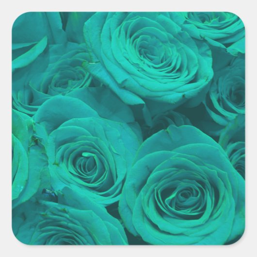 Sticker Carré Romantique élégant turquoise vert rose floral (Devant)