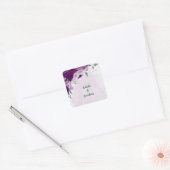 Sticker Carré Romantique fleurs violet vert mariage (Enveloppe)