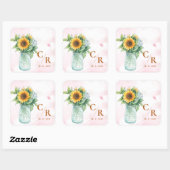 Sticker Carré Romantique Russe Floral Monogramme Mariage de tour (Feuille)