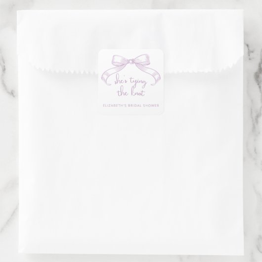 Sticker Carré Romantique Sketched Bow Lilac She's Tying the Knot (Sac)