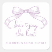 Sticker Carré Romantique Sketched Bow Lilac She's Tying the Knot (Devant)