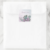 Sticker Carré romantique violet poussiéreux et fleurs bleu (Sac)