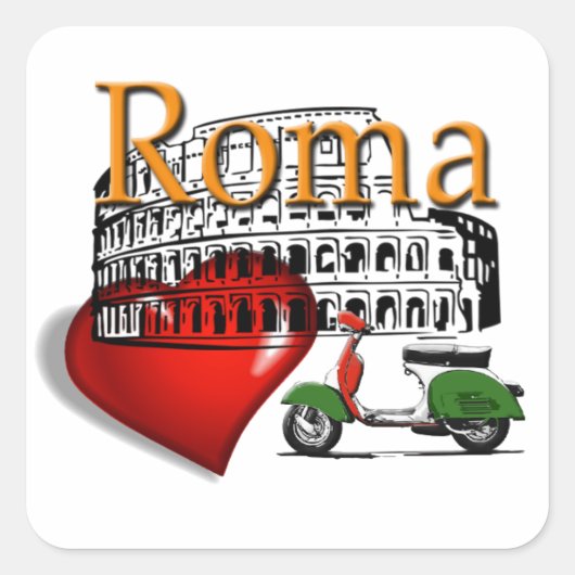 Sticker Carré Rome in my Heart (Devant)