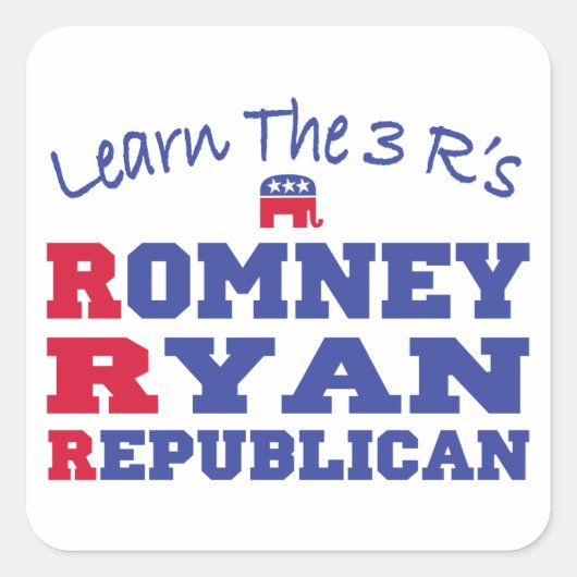 Sticker Carré Romney Ryan Apprenez les 3 R (Devant)