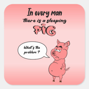 Sticker Carré Ronchon le cochon