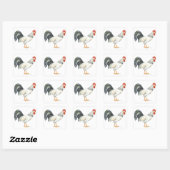 Sticker Carré Rooster blanc avec plumes de queue noire (Feuille)