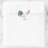 Sticker Carré Rooster blanc avec plumes de queue noire (Sac)