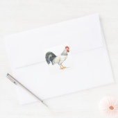Sticker Carré Rooster blanc avec plumes de queue noire (Enveloppe)