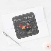 Sticker Carré Rooster de ferme à table (Enveloppe)