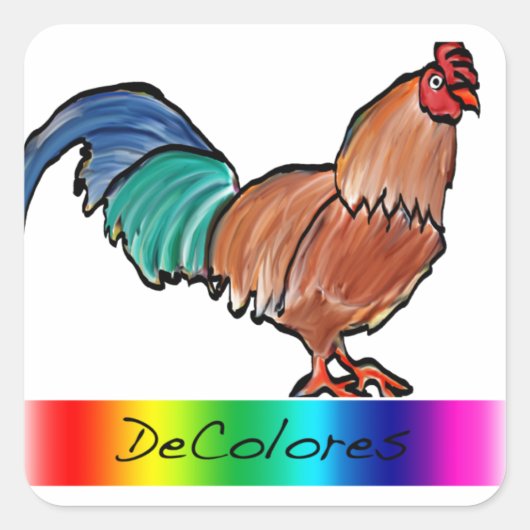 Sticker Carré Rooster DeColores (Devant)