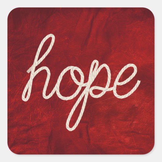 Sticker Carré Rope HOPE Texte sur le cuir rouge (Devant)