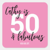 Sticker Carré rose 50e anniversaire (Devant)