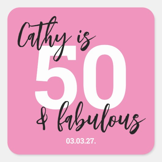Sticker Carré rose 50e anniversaire (Devant)