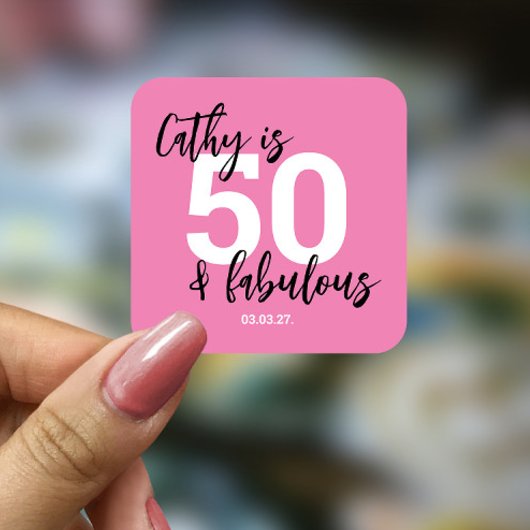 Sticker Carré rose 50e anniversaire