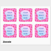 Sticker Carré Rose AMOUR Moderne Chic (Feuille)