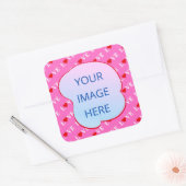 Sticker Carré Rose AMOUR Moderne Chic (Enveloppe)