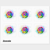 Sticker Carré Rose arc-en-ciel coloré (Feuille)