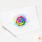 Sticker Carré Rose arc-en-ciel coloré (Enveloppe)