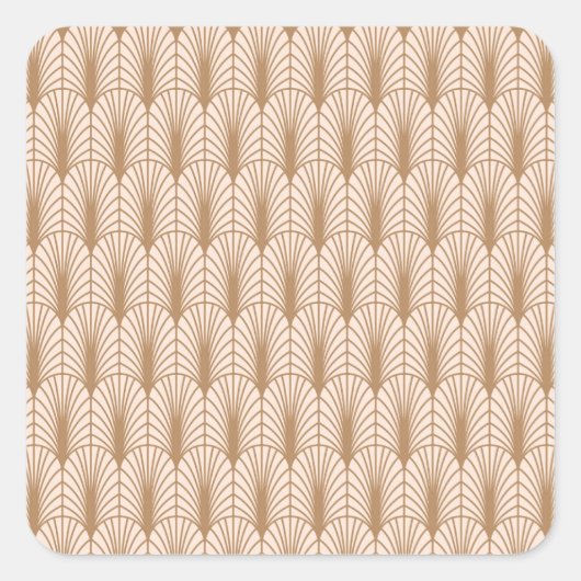 Sticker Carré Rose Art déco : Plumes de paon doré (Devant)