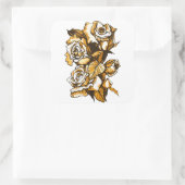 Sticker Carré Rose, art floral graphique, fleurs roses fleuries (Sac)