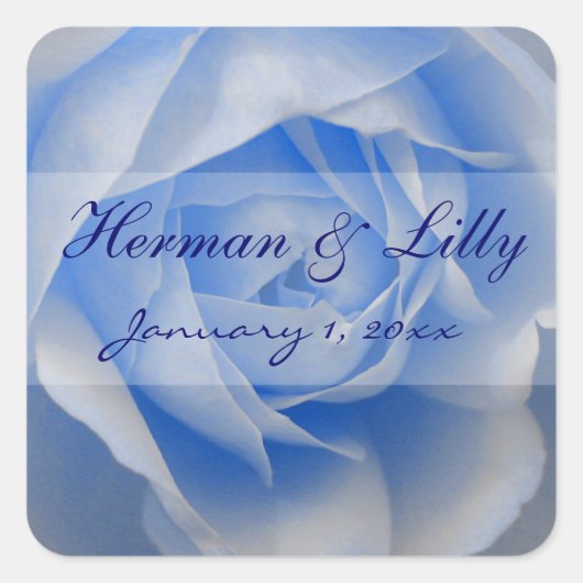 Sticker Carré Rose bleu clair Mariage personnalisé (Devant)