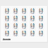 Sticker Carré Rose, bleu et or Seahorse côtier plage (Feuille)