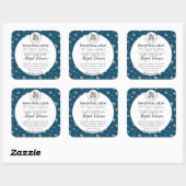 Sticker Carré Rose bleu moderne & Feuille Bain & Corps / Bougie (Feuille)