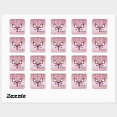 Sticker Carré Rose Blush Parties scintillant Peinture Girly Fox (Feuille)