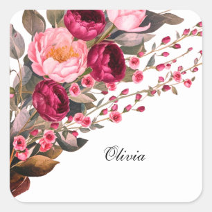 Sticker Carré Rose bordeaux moderne