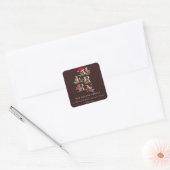 Sticker Carré Rose Brown Gold Joyeux Noël Adresse (Enveloppe)