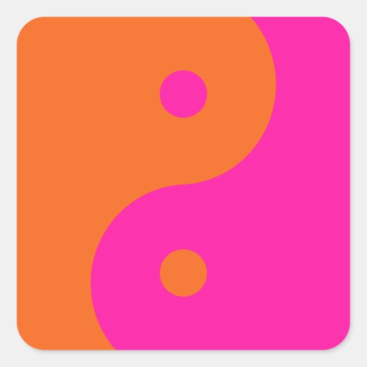 Sticker Carré Rose Chaud Et Orange Yin Yang (Devant)