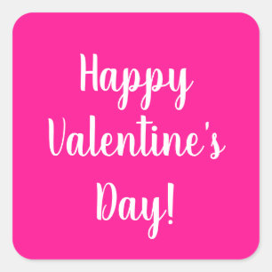 Sticker Carré Rose Clair Moderne Joyeuse Saint-Valentin