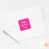 Sticker Carré Rose Clair Moderne Joyeuse Saint-Valentin (Enveloppe)